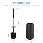 Compact Toilet Brush and Holder with Stainless Steel Handle