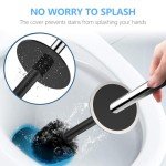 Compact Toilet Brush and Holder with Stainless Steel Handle