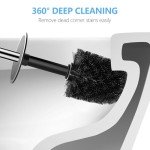 Compact Toilet Brush and Holder with Stainless Steel Handle