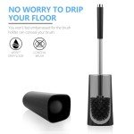 Compact Toilet Brush and Holder with Stainless Steel Handle
