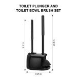 Toilet Brush and Plunger Set - Heavy Duty Black