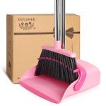 Pink Broom and Dustpan Set for Home Cleaning