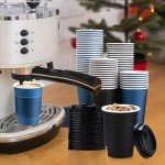 100 Pack Disposable Coffee Cups with Lids and Sleeves