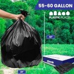 Heavy Duty Black Trash Bags - 55-60 Gallon (100 Count)