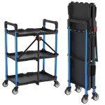 WORKPRO 3-Tier Folding Utility Service Cart with Wheels