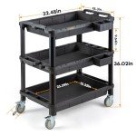 Heavy-Duty Rolling Utility Cart with 3 Shelves