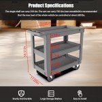 Heavy-Duty 3-Shelf Utility Cart with Wheels