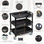 Heavy-Duty Rolling Utility Cart with 3 Shelves