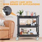Heavy-Duty Rolling Utility Cart with 3 Shelves