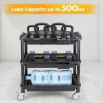 Heavy-Duty Rolling Utility Cart with 3 Shelves