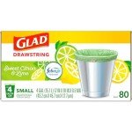 Glad Odorshield 4 Gal Drawstring Trash Bags, 80 Ct