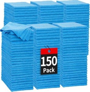 150 Pack Microfiber Shop Towels - Lint-Free Wipes