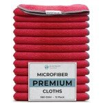 EvaClean 12-Pack Red Microfiber Cleaning Cloths