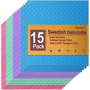15-Pack Eco-Friendly Swedish Dishcloths in Assorted Colors