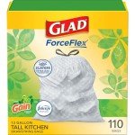 Glad ForceFlex 13 Gallon Kitchen Trash Bags, 110 Ct