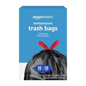 30 Gallon Drawstring Trash Bags, 50 Count