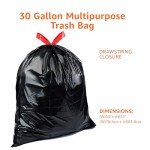 30 Gallon Drawstring Trash Bags, 50 Count