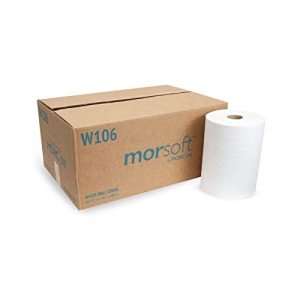 Morsoft 10" White Paper Towel Rolls, 6 Pack