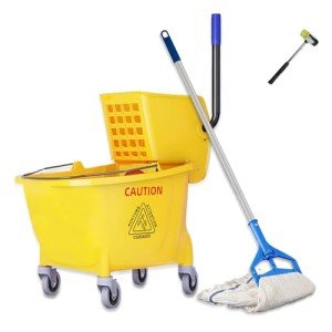 Yellow Heavy-Duty Mop Bucket with Side Press Wringer