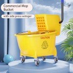 Yellow Heavy-Duty Mop Bucket with Side Press Wringer