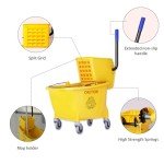 Yellow Heavy-Duty Mop Bucket with Side Press Wringer