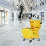 Yellow Heavy-Duty Mop Bucket with Side Press Wringer