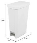 Slim Stepon Wastebasket, 11 Gallon - White