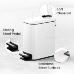 6L Stainless Steel Bathroom Trash Can with Lid