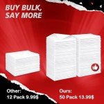 50 Pack Reusable Microfiber Shop Towels 11.5" x 11.5