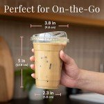 100 Clear Disposable Iced Coffee Cups with Lids