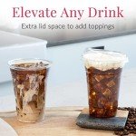 100 Clear Disposable Iced Coffee Cups with Lids