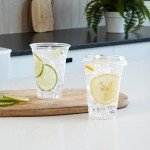 100 Clear Disposable Iced Coffee Cups with Lids