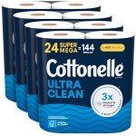 Cottonelle Ultra Clean Toilet Paper, 24 Mega Rolls