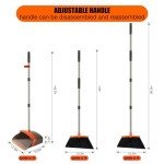Adjustable Broom and Dustpan Set for Heavy Duty Cleaning