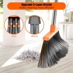Adjustable Broom and Dustpan Set for Heavy Duty Cleaning