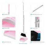 BSKLIN Collapsible Broom and Dustpan Set - Pink