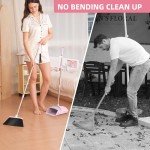 BSKLIN Collapsible Broom and Dustpan Set - Pink