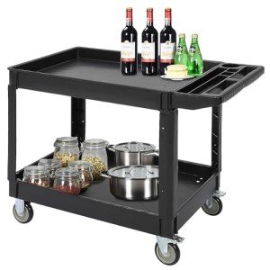 2-Shelf Service Cart with Handle - 500 lbs Capacity