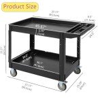 2-Shelf Service Cart with Handle - 500 lbs Capacity