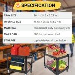 2-Shelf Service Cart with Handle - 500 lbs Capacity