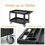 2-Shelf Service Cart with Handle - 500 lbs Capacity