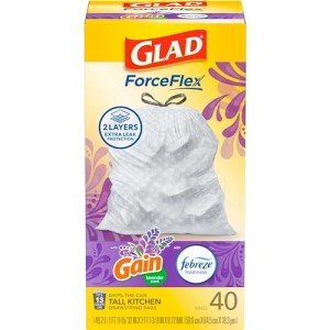 Glad ForceFlex 13 Gallon Lavender Trash Bags - 40 Ct