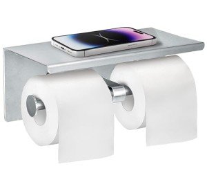 Brushed Stainless Steel Dual Roll Toilet Paper Holder