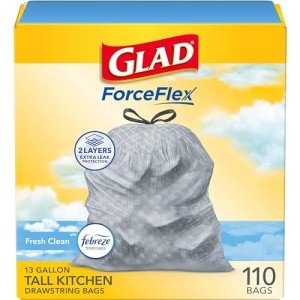 Glad 13 Gallon Odorshield Kitchen Trash Bags, 110 Count