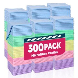 300 Pack Microfiber Cleaning Cloths in 5 Colors