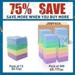 300 Pack Microfiber Cleaning Cloths in 5 Colors
