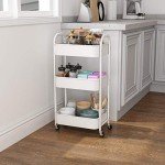 MAX Houser White 3-Tier Rolling Utility Cart