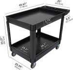 Heavy-Duty 2-Shelf Service Cart with Handle