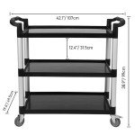 Heavy Duty 3-Shelf Rolling Utility Cart, Lockable Wheels