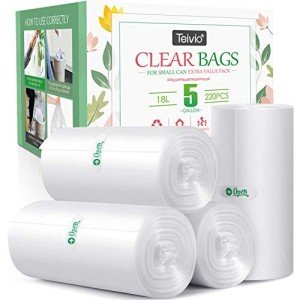 Teivio 5 Gallon Clear Trash Bags - 220 Count